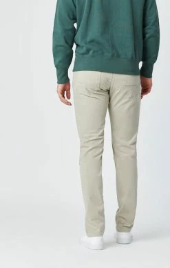 Mavi ZACH STRAIGHT LEG PANTS IN STONE GREY SATEEN