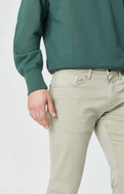 Mavi ZACH STRAIGHT LEG PANTS IN STONE GREY SATEEN