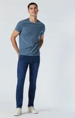 Mavi JAKE SLIM LEG JEANS IN DEEP BRUSHED SUPERMOVE Denim