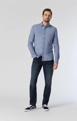 Mavi MARCUS SLIM STRAIGHT LEG IN DARK USED TONAL ORGANIC MOVE