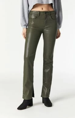 Mavi Pants MARIA SLIT HEM FLARE IN KHAKI JEATHER