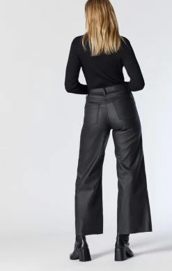 Mavi Pants PALOMA WIDE LEG IN BLACK JEATHER
