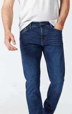 Mavi Denim JAKE SLIM STRAIGHT LEG JEANS IN DEEP DISTRESSED ORGANIC MOVE