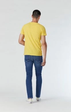 Mavi JAKE SLIM LEG JEANS IN DARK DISTRESSED LA VINTAGE Denim