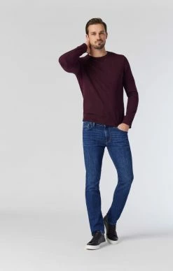 Mavi MARCUS SLIM STRAIGHT LEG IN DARK BRUSHED FEATHER BLUE Denim