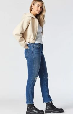 Mavi VIOLA STRAIGHT LEG IN DARK USED RIPPED FLEX BLUE Denim