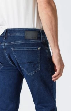 Mavi Denim JAKE SLIM STRAIGHT LEG JEANS IN DEEP DISTRESSED ORGANIC MOVE