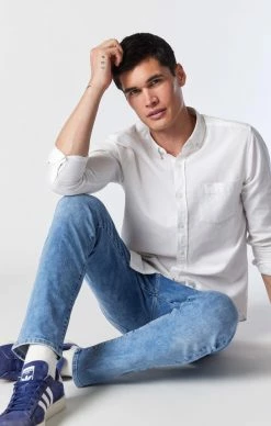 Mavi JAKE SLIM LEG JEANS IN LIGHT BRUSHED ORGANIC MOVE Denim